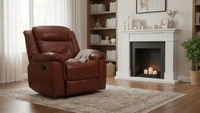 Joy | Premium Manual Recliner in Half Leather - Tan