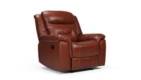 Joy | Premium Manual Recliner in Half Leather - Tan
